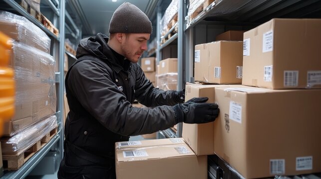 Efficient Couriers Loading and Unloading Boxes for Express Delivery Service, Generative AI