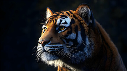 Close-up of a Tiger's Face 3D Illustration