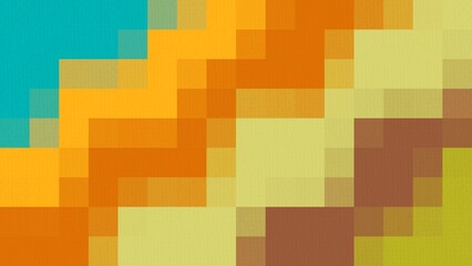 An abstract pattern of colorful squares in pixel style, creating a vibrant and geometric visual effect.
