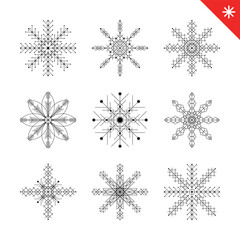 Intricate Snowflake Vector Collection of Detailed Winter Icons for Holiday and Seasonal Decorations