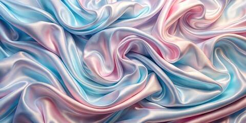 Abstract Silk Fabric Swirls in Pastel Blue and Pink, Abstract, Texture, Fabric