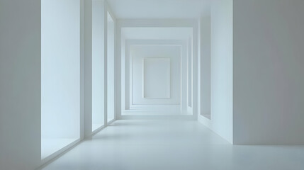 White Minimalist Hallway 3D Illustration