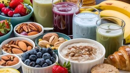 Assorted Healthy Breakfast Selection.