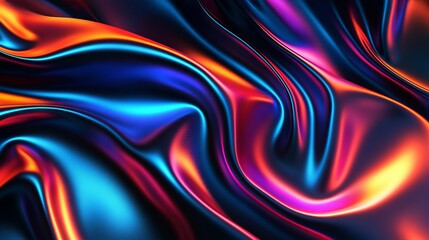 Naklejka premium Neon Lights on Black Silk Satin Background. AI generated illustration