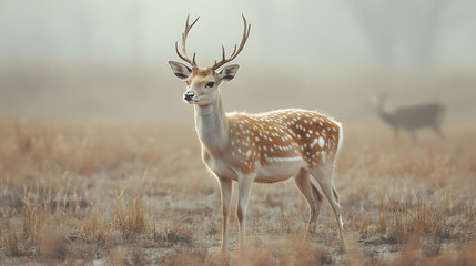 Fototapeta premium A Fawn Deer in the Wild: A Realistic Image