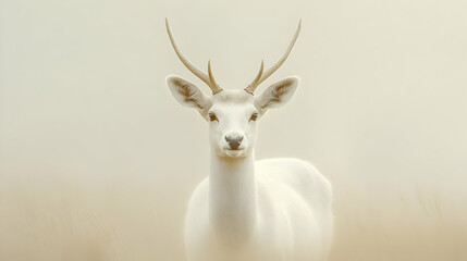 White Deer Portrait - Realistic Animal Illustration