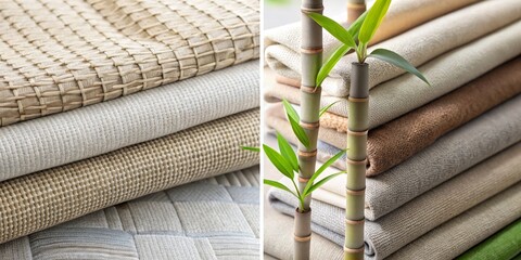 Textured Fabric and Bamboo Shoots, Natural Design, Home Decor, Sustainable Textiles ,fabric ,texture ,bamboo