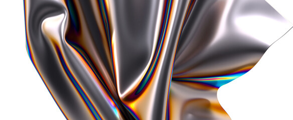 Abstract iridescent folds of metallic fabric A symphony of colors and shapes