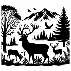 black Silhouette vector animal's  illustrations 