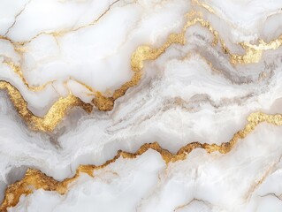 luxurious white and gold marble texture, intricate veining creating abstract patterns, high-resolution detail perfect for elegant interior design