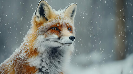 Obraz premium Red Fox in the Snow - Winter Wildlife Illustration