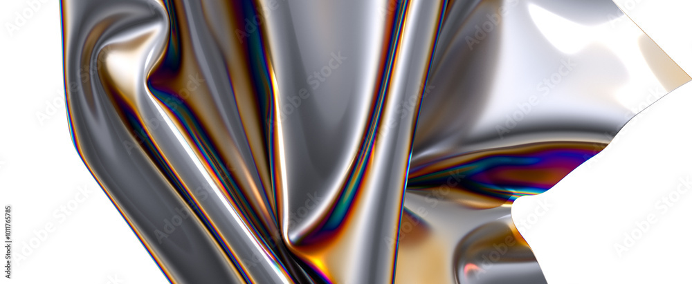 Poster a vibrant abstract swirl of iridescent fabric the colors are flowing and dynamic