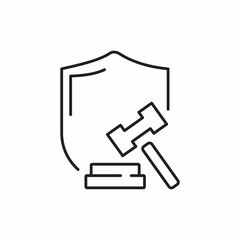 shield with judge gavel icon sign vector
