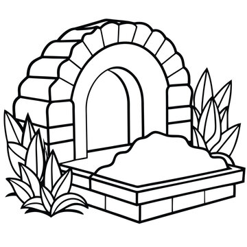 recommend clip art: Empty tomb vector line art