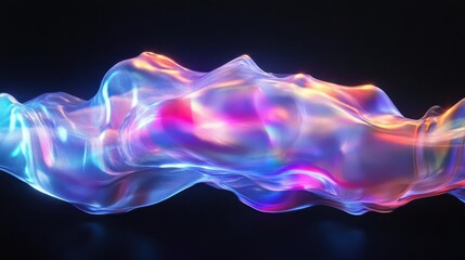 surreal holographic blob floating in dark void, radiating otherworldly iridescence and liquid-like undulations