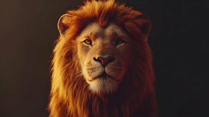 Fototapeta premium Majestic Lion Portrait 3D Illustration