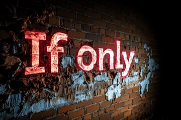 A crumbling wall with faded graffiti that reads "If only", symbolizing the lasting impact of regret and the weight of past decisions