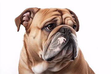 Obraz premium Portrait of cute wrinkled English Bulldog dog on white background