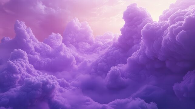 surreal purple cloudscape creating a dreamy, ethereal environment. soft, billowing forms suggest a peaceful haven, perfect for relaxation and introspection.