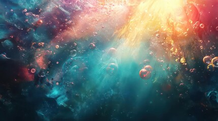 Obraz premium surreal underwater scene with ethereal light and abstract shapes, ai generated art