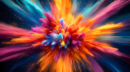 Obraz premium Dynamic of an exploding object in vibrant colors and motion blur , explosion, dynamic,energy, vibrant, colorful, burst