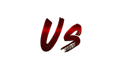 3D blood red word design of Us on white background.	