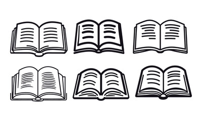 Open book with readable text icon on white background.
