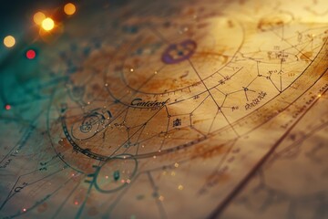 Fototapeta premium Astrological map with zodiac symbols