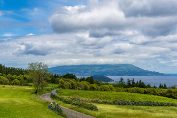Pico island from Faial island Azores Portugal