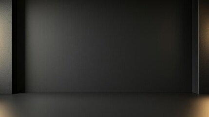 A minimalist black wall with illuminated corners, perfect for showcasing artwork or products in a modern and elegant manner.