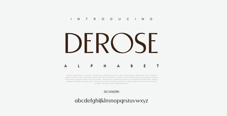 Derose  font alphabet logo. Typography beautiful fashion elegant classic letters serif italic fonts decorative wedding vintage retro logos. vector illustration