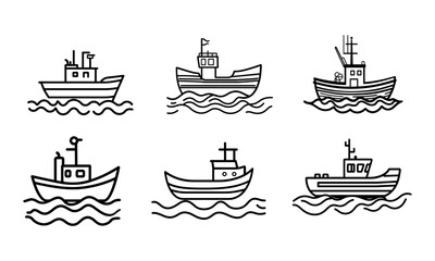 Boat sea black icon outline cargo cruise design.
