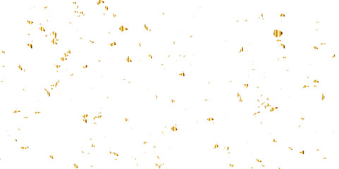 Luxury gold sparkle confetti glitter and zigzag ribbon falling down on transparent background. Vector illustration