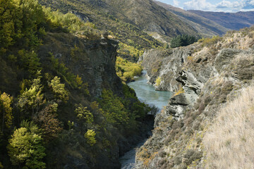 Canyon with the Shotover River north of Queenstown in the Otago region, south island, New Zealand