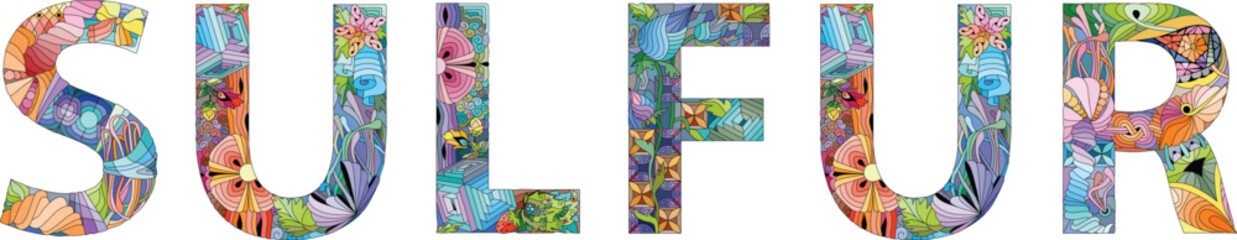 Word SILICON. Selenium is a chemical element. Vector decorative zentangle object for any purpose