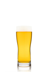 A glass of beer on white background