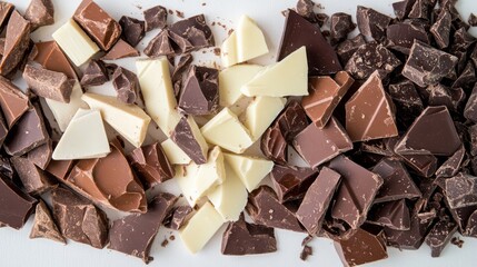 Assorted Chocolate Pieces on White Surface