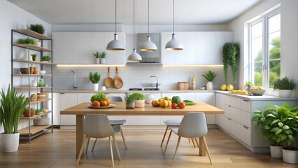 Fototapeta premium Healthy food on table background minimalist kitchen design