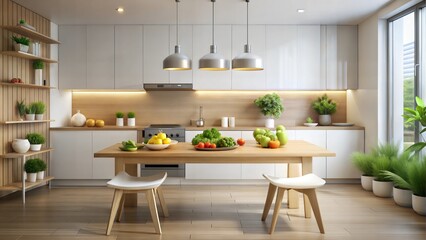 Fototapeta premium Healthy food on table background minimalist kitchen design