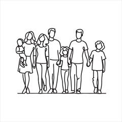 single one line family silhouette on white background
