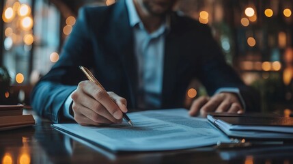 Legal broker reviewing contract documents, Generative AI