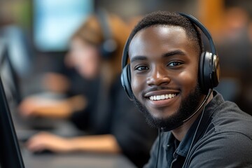 Male Customer Services Agent In Call Center, Generative AI