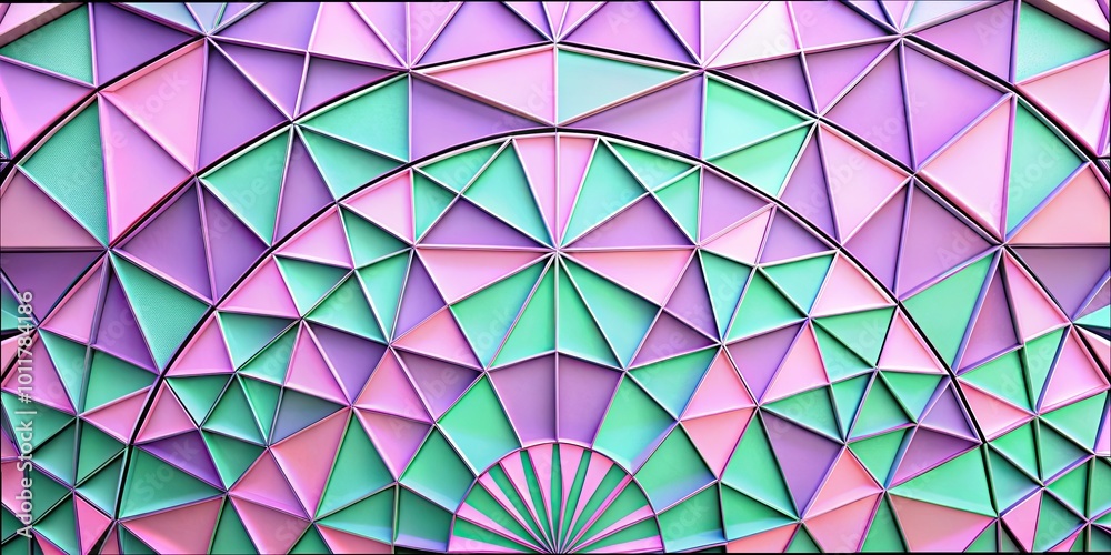 Wall mural Colorful geometric pattern with triangles and fan shapes.