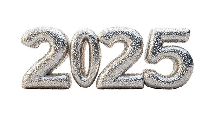 Glittering Silver 2025 Numbers for New Year Celebration