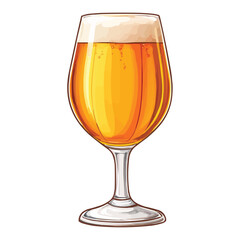 A vector illustration of an amber-colored beer in a glass