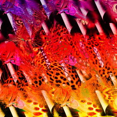 Colorful fashion print leopard designs.Fabric fashion pattern.Wave textile print design,illustration.Fractal colorful pattern.Print pattern illustration.New season fabric print.Textile fashion pattern