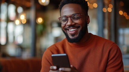 Social media entrepreneur matches users on dating app while holding smartphone, Generative AI