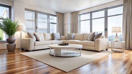 Fototapeta premium living room background large center table foreground