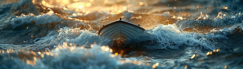 Fototapeta premium Electric watercraft on dynamic waves, modern and thrilling, Coastal, Cool tones, Photograph, Water adventure