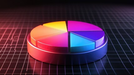 Fototapeta premium Colorful Pie Chart on Geometric Background